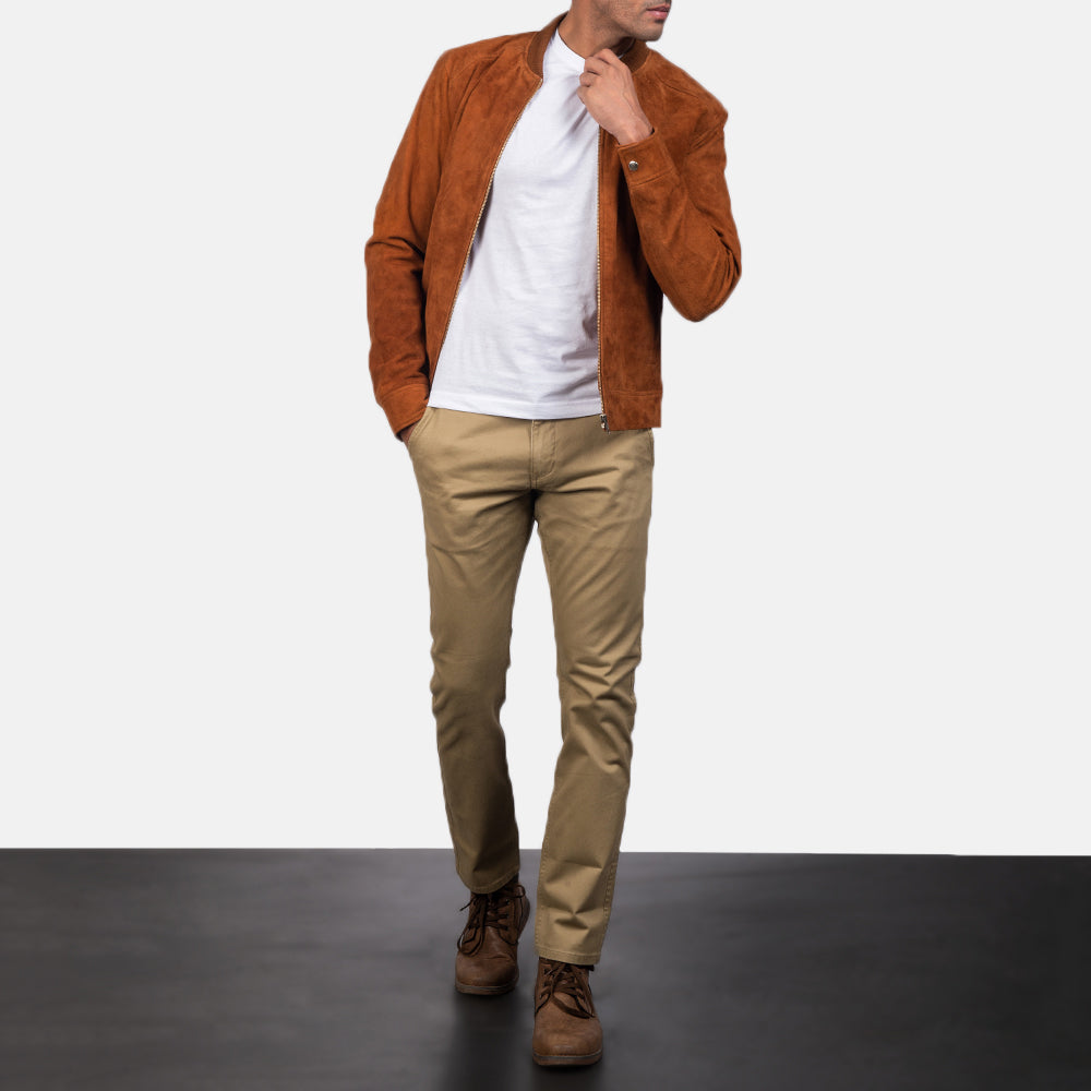 Blain Mocha Suede Bomber Jacket