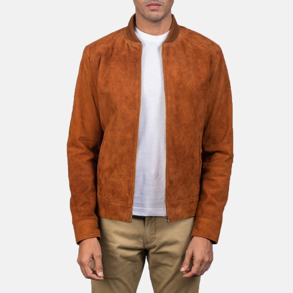 Blain Mocha Suede Bomber Jacket