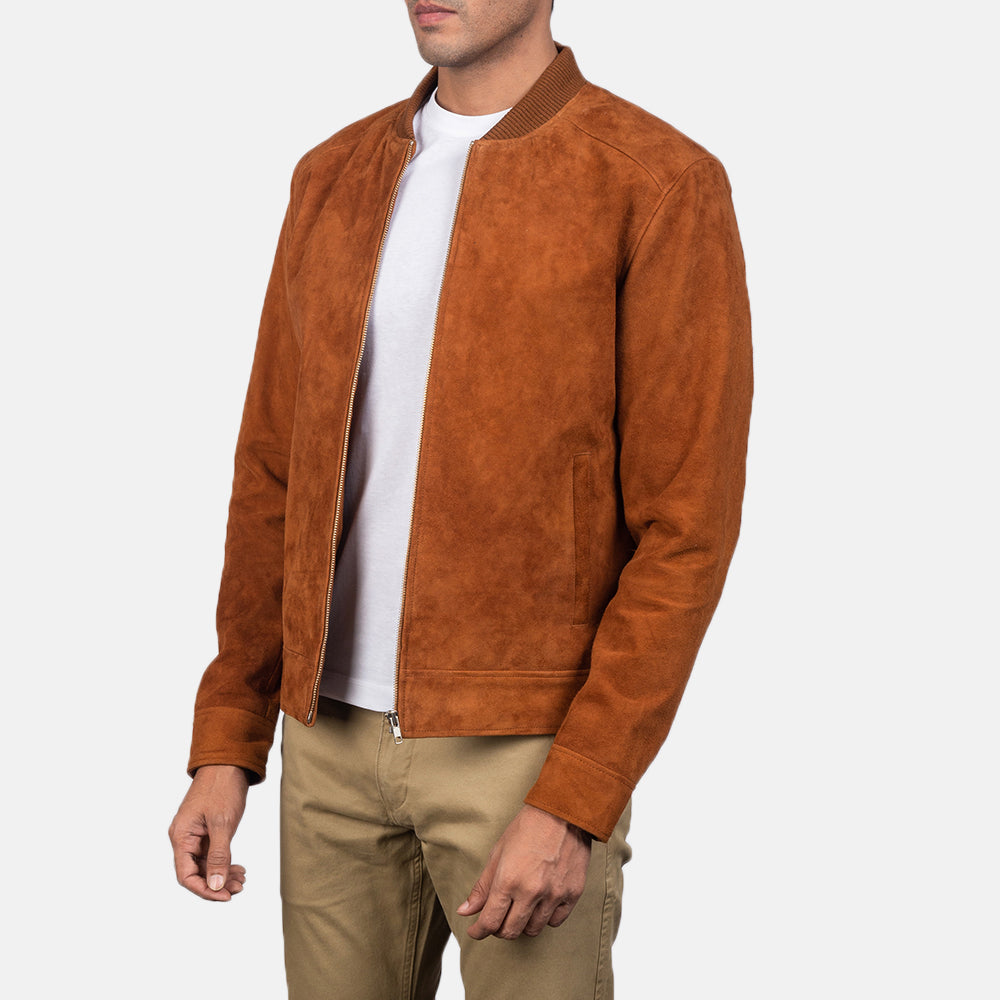 Blain Mocha Suede Bomber Jacket