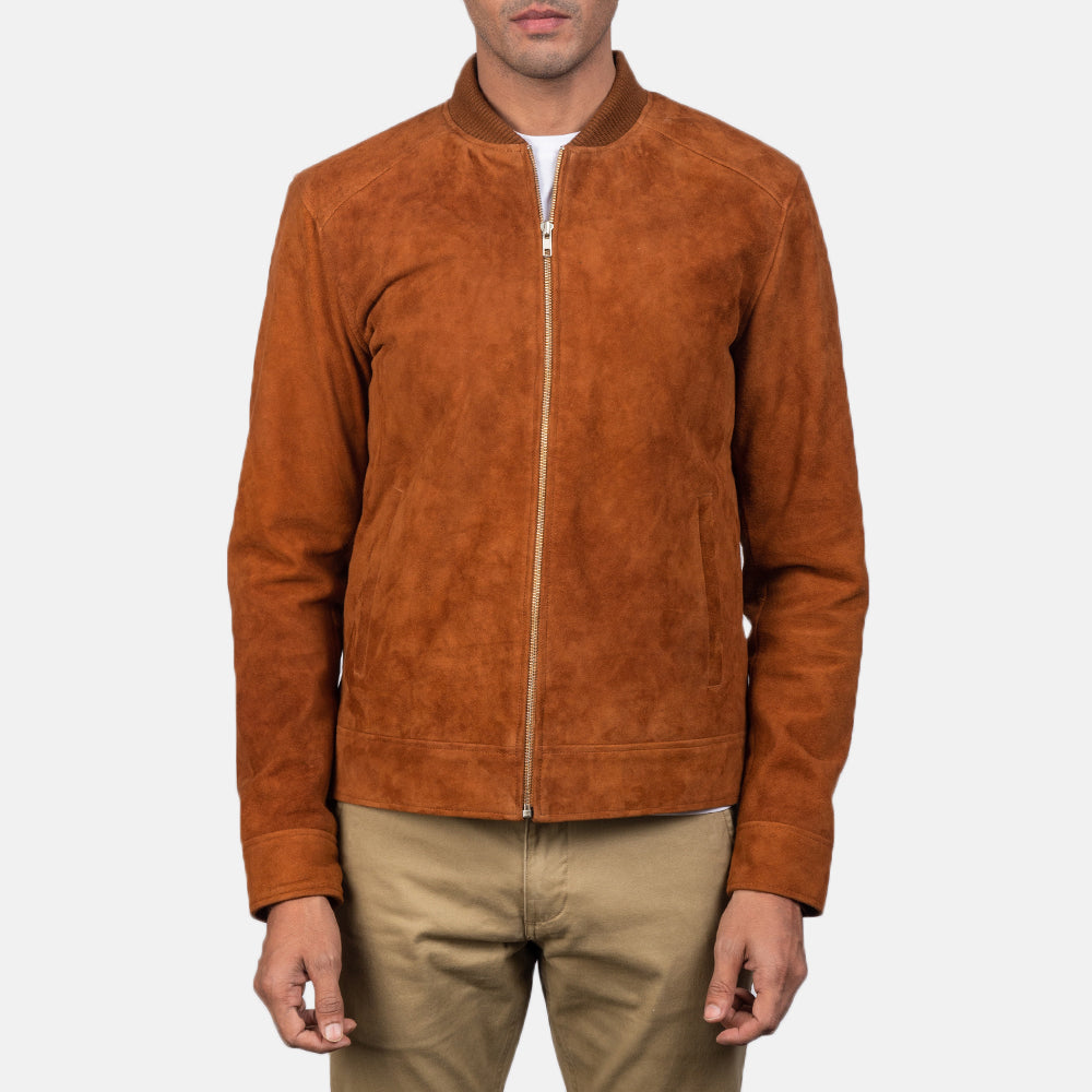 Blain Mocha Suede Bomber Jacket