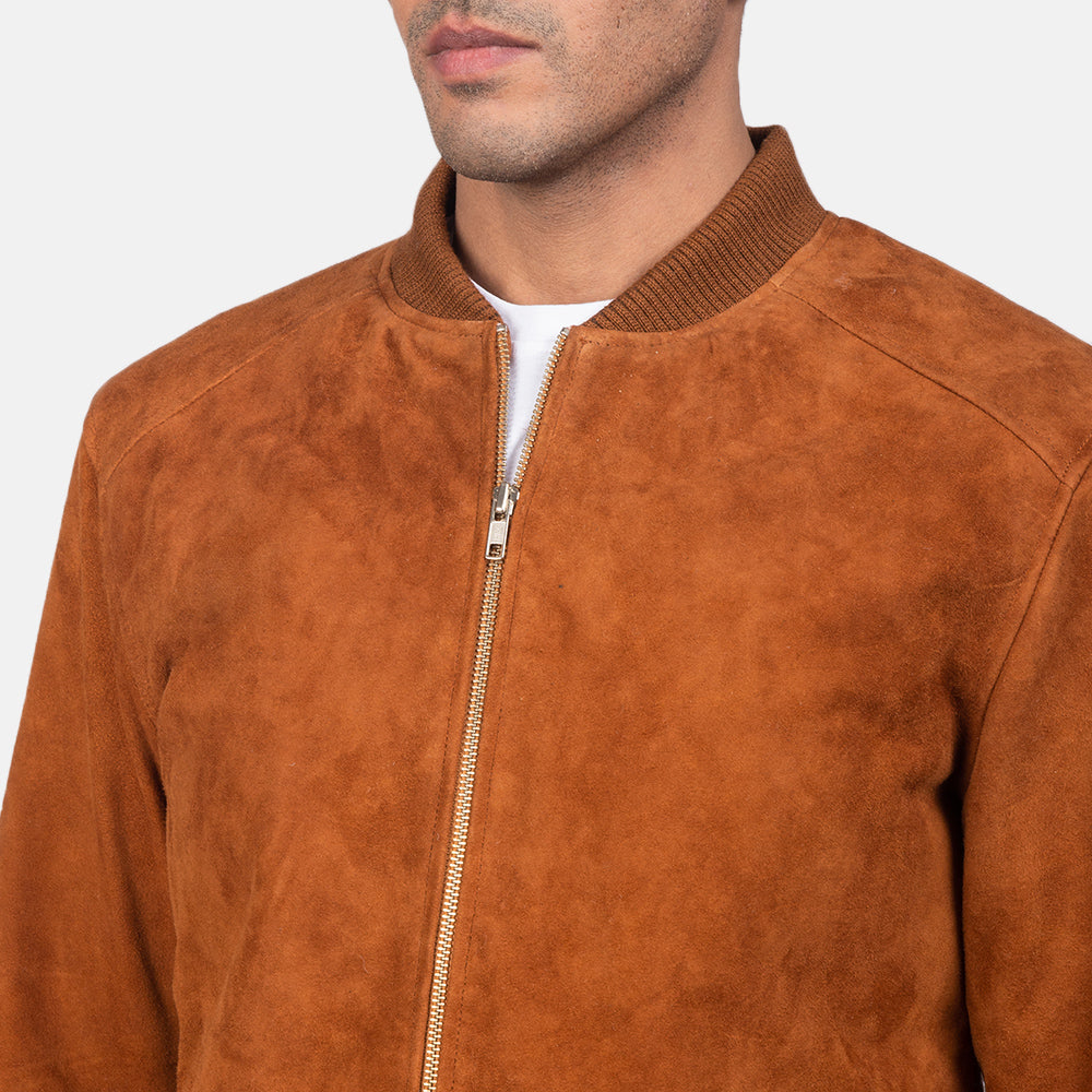 Blain Mocha Suede Bomber Jacket