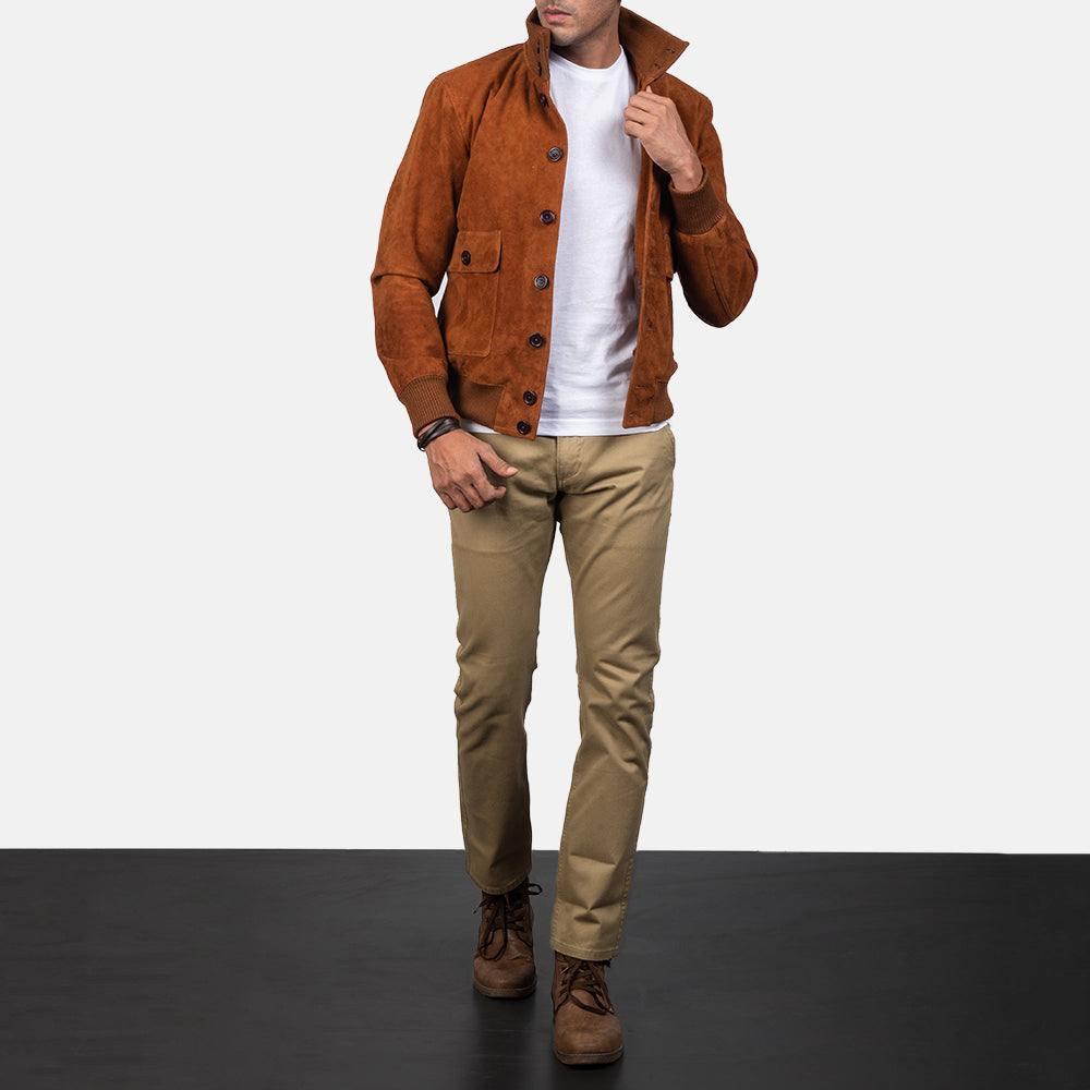 Eaton Brown Suede Bomber Jacket