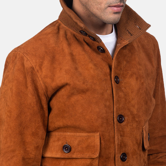 Eaton Brown Suede Bomber Jacket