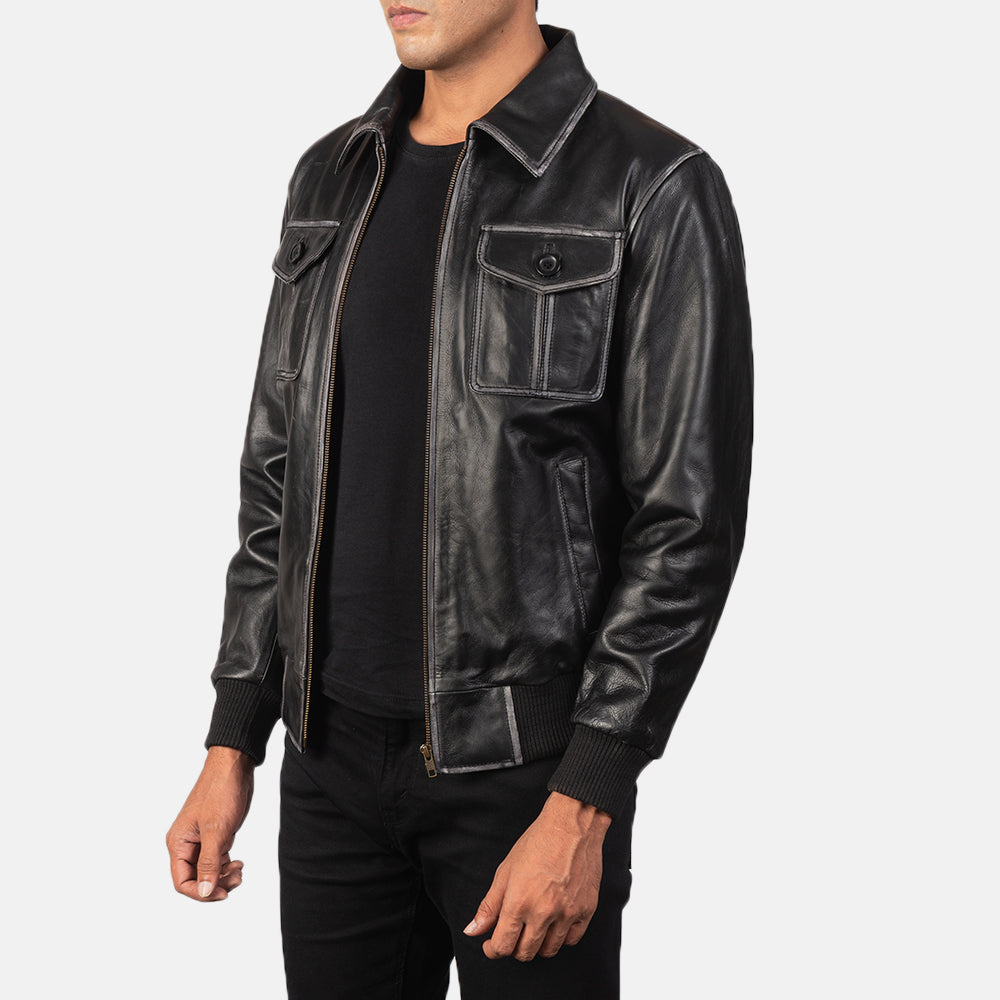 Aaron Brown Leather Bomber Jacket