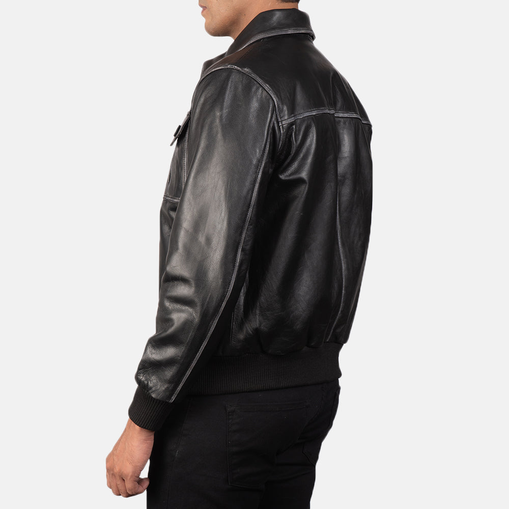 Aaron Brown Leather Bomber Jacket