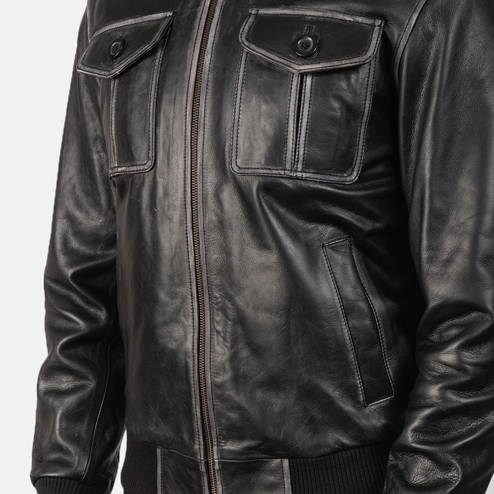 Aaron Brown Leather Bomber Jacket