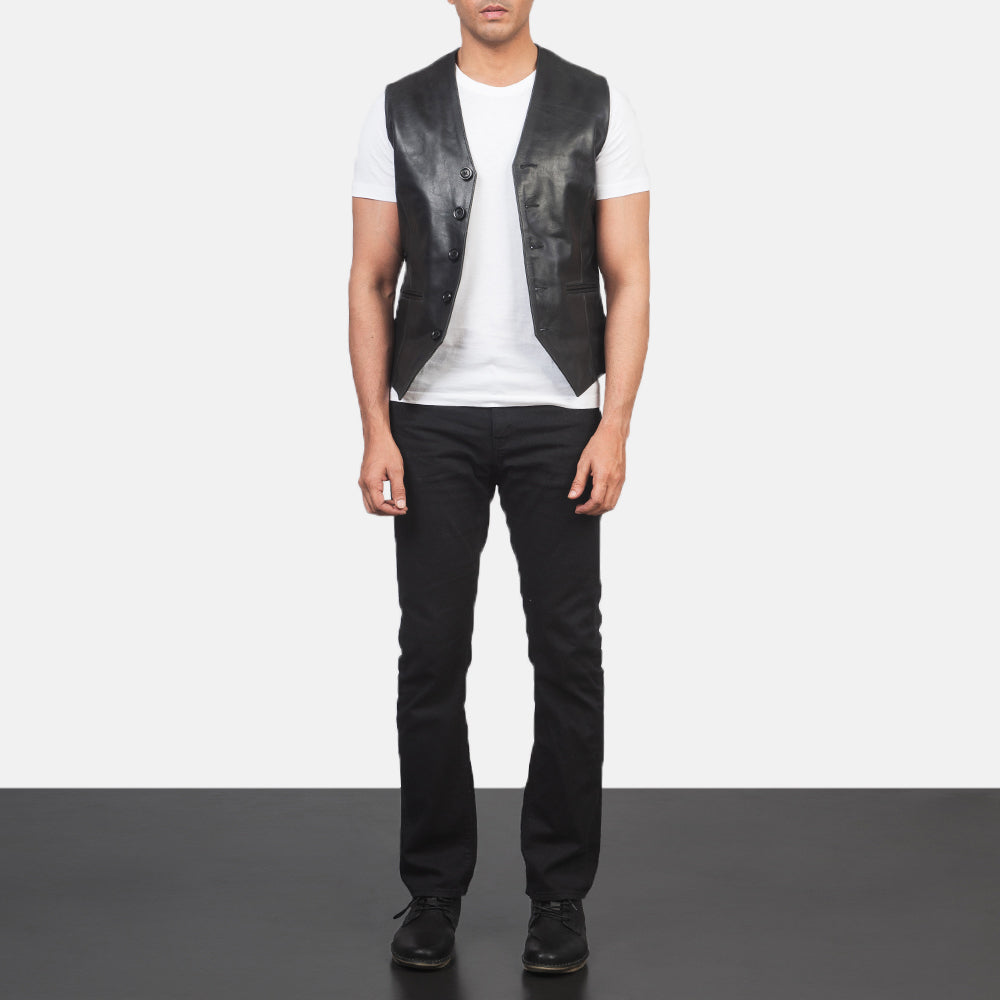 Auden Black Leather Vest