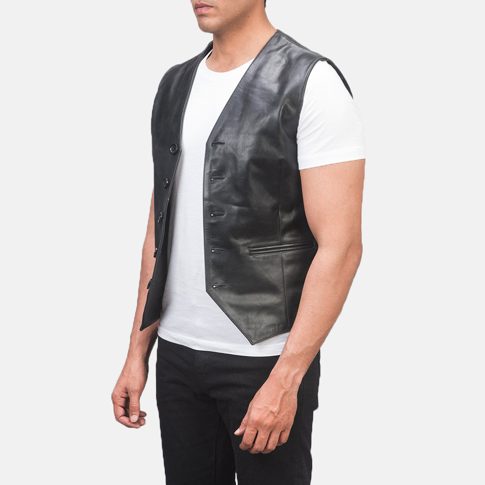 Auden Black Leather Vest