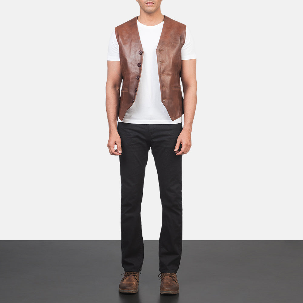 Auden Black Leather Vest