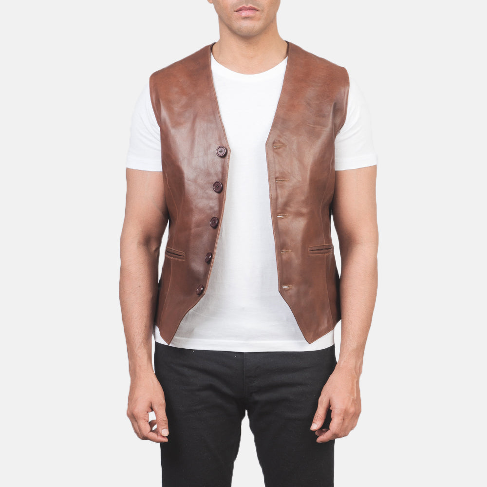 Auden Black Leather Vest