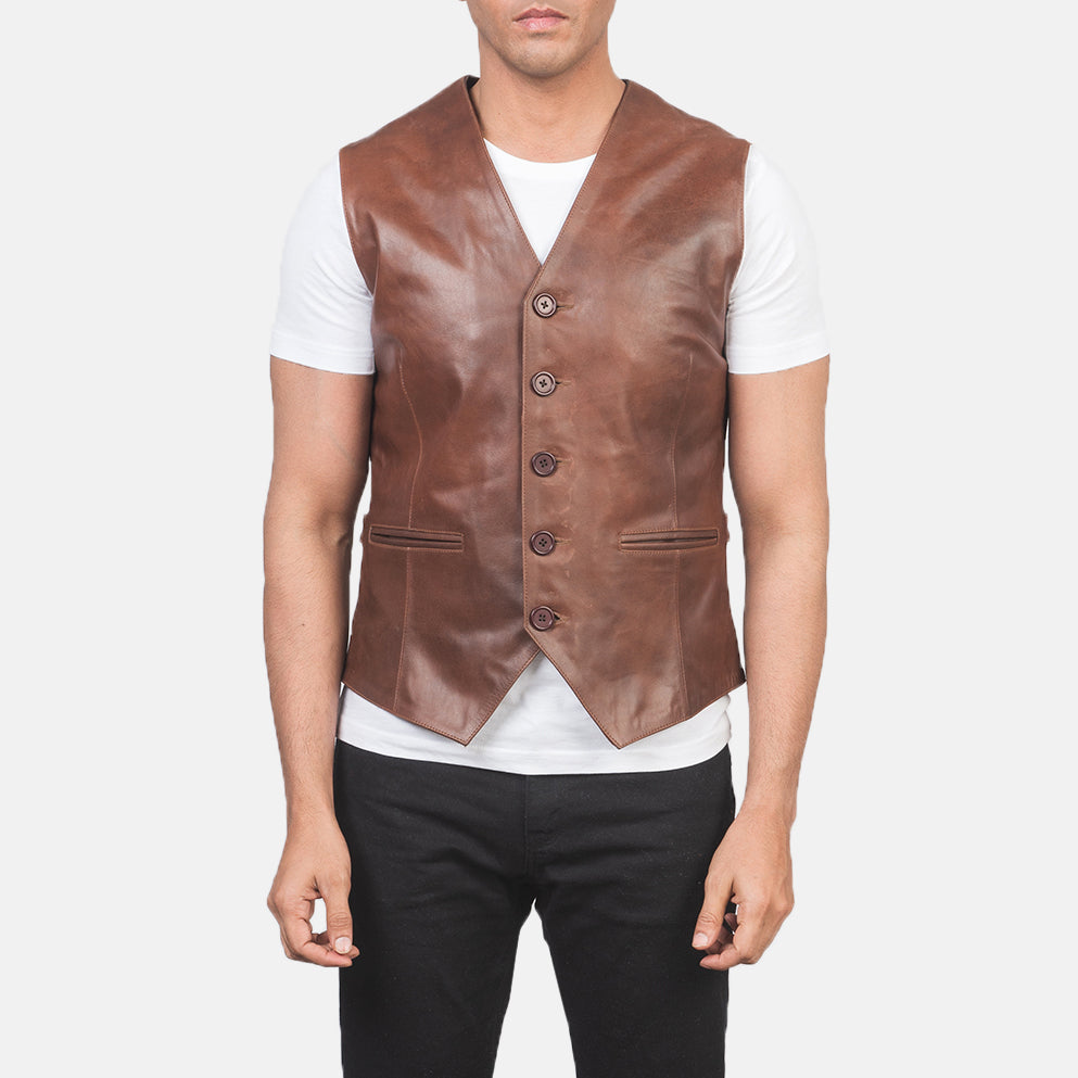 Auden Black Leather Vest