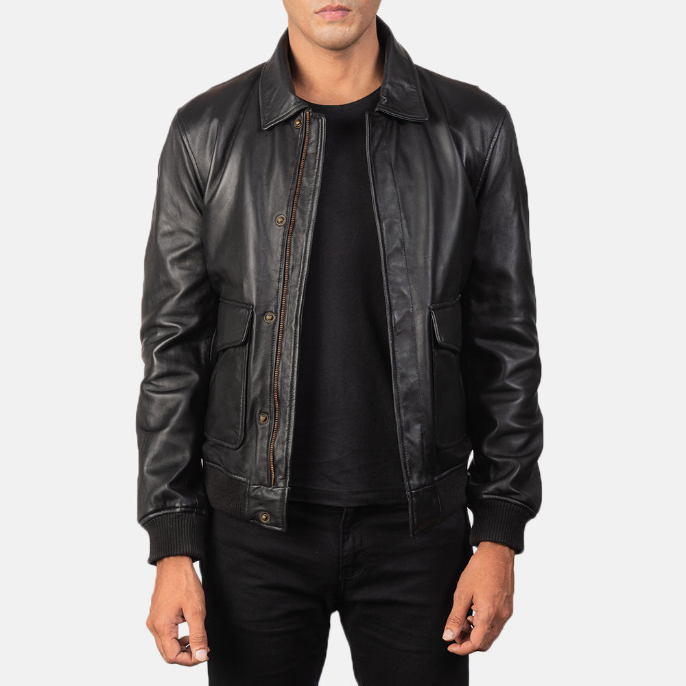 Coffmen Olive Brown A2 Leather Bomber Jacket