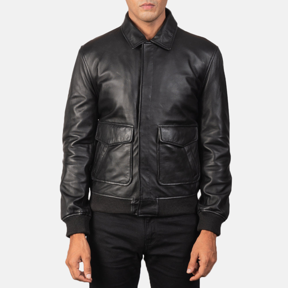 Coffmen Olive Brown A2 Leather Bomber Jacket