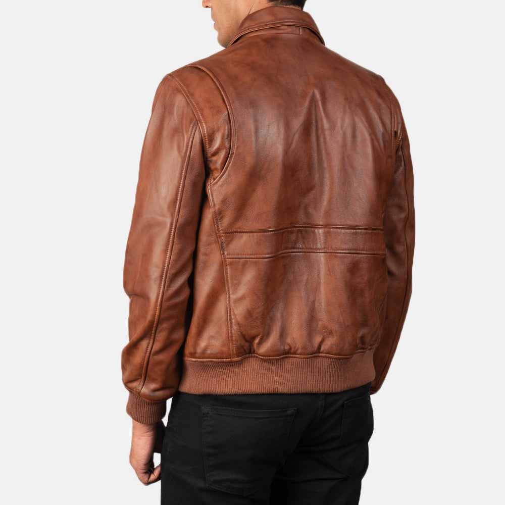 Coffmen Olive Brown A2 Leather Bomber Jacket