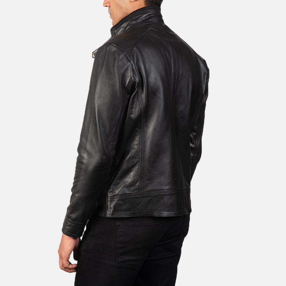 Darren Black Leather Biker Jacket