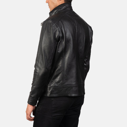 Darren Black Leather Biker Jacket