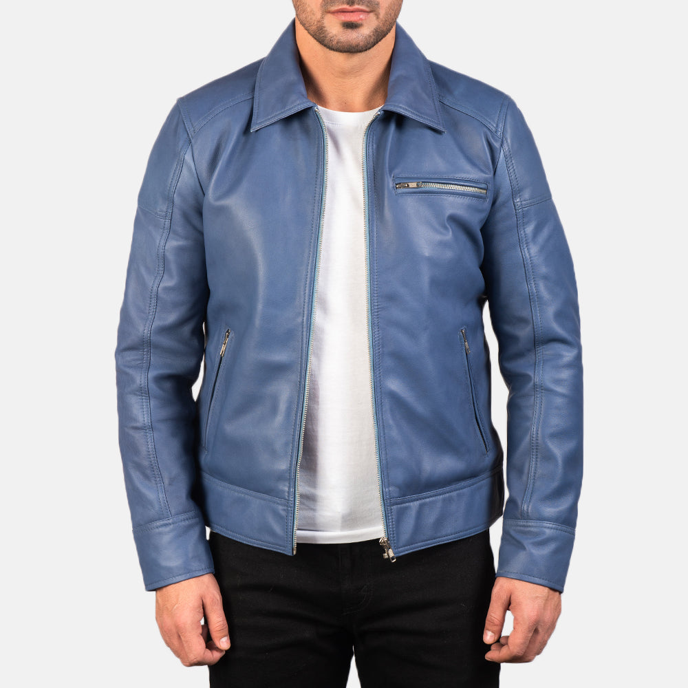 Lavendard Brown Leather Biker Jacket