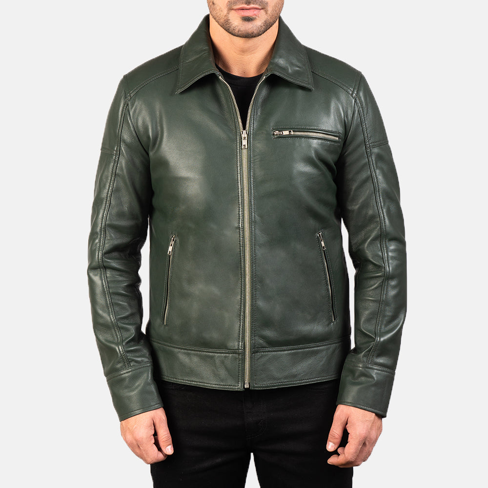 Lavendard Brown Leather Biker Jacket