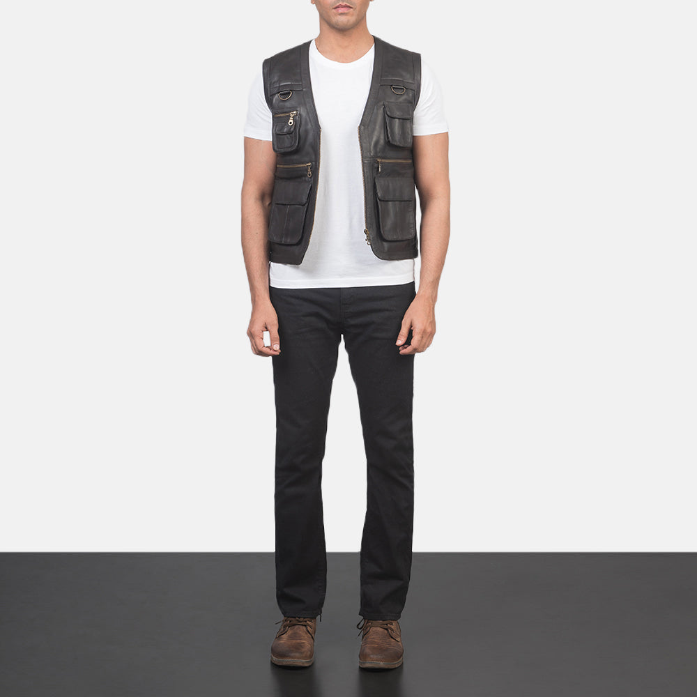 Auden Black Leather Vest