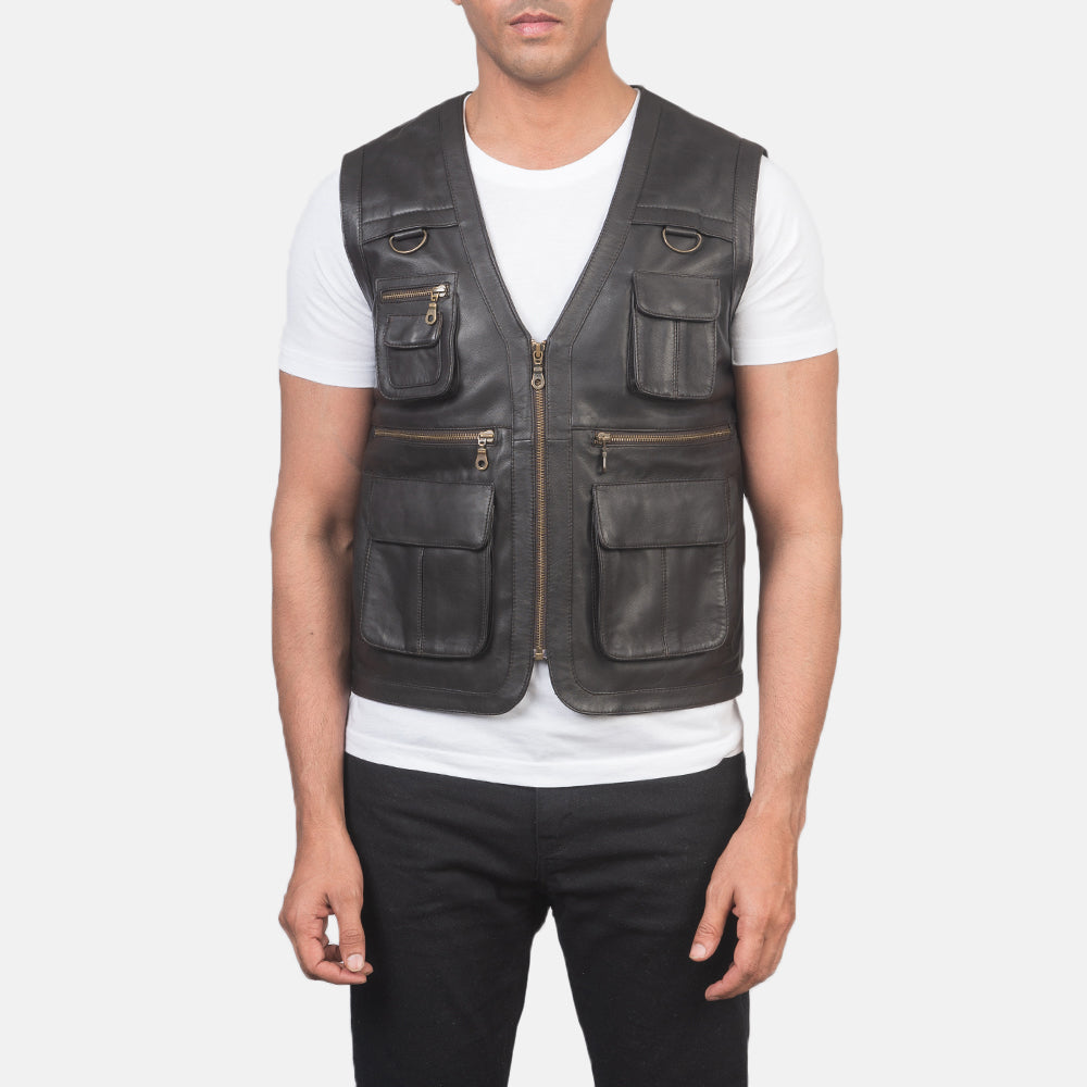 Safari Brown Leather Vest