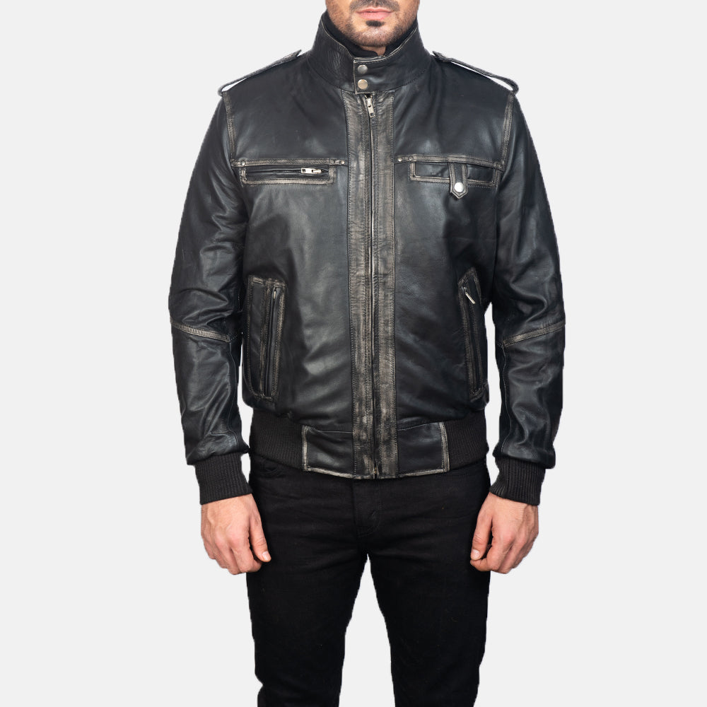 Glen Street Brown Leather Bomber Jacket