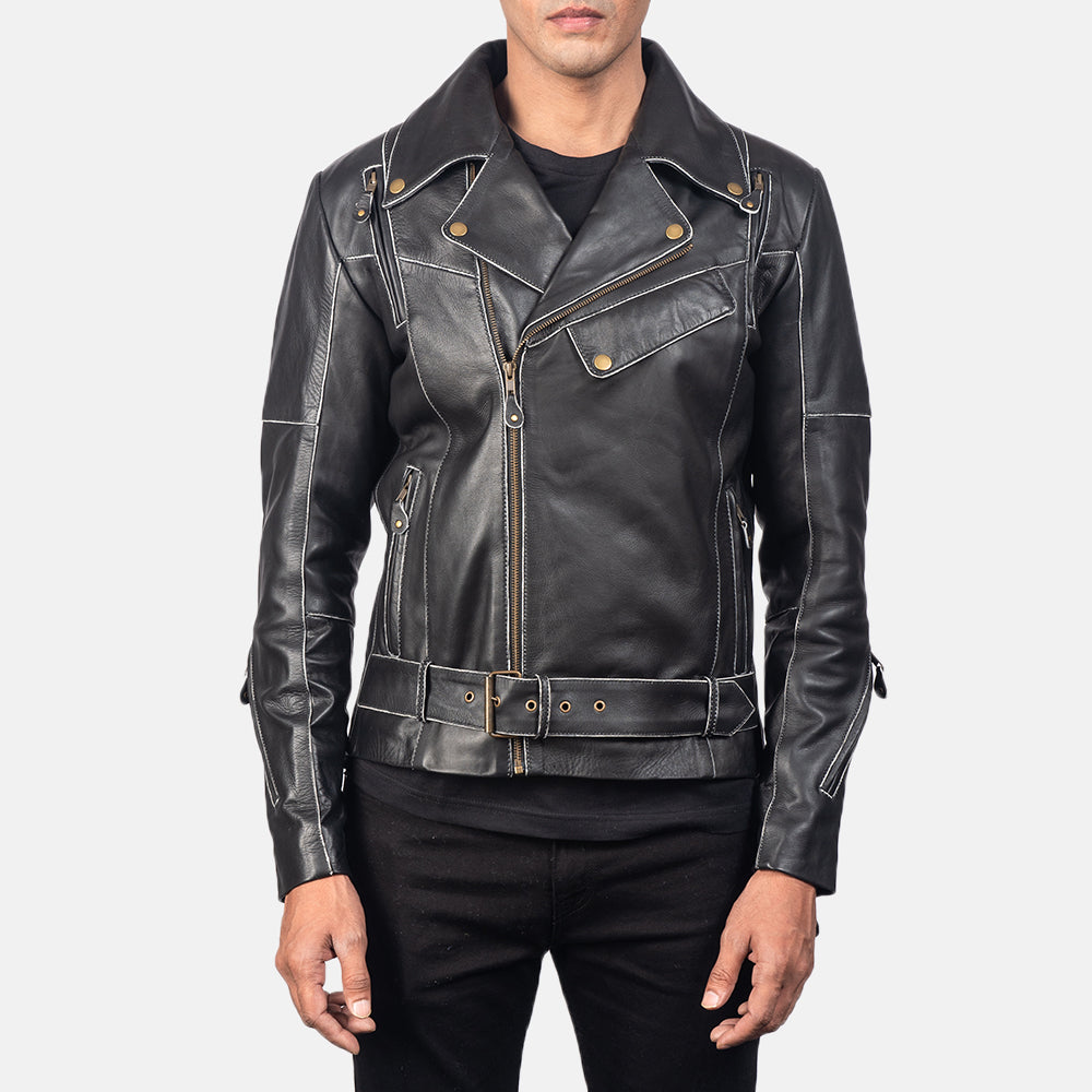 Vincent Brown Leather Biker Jacket