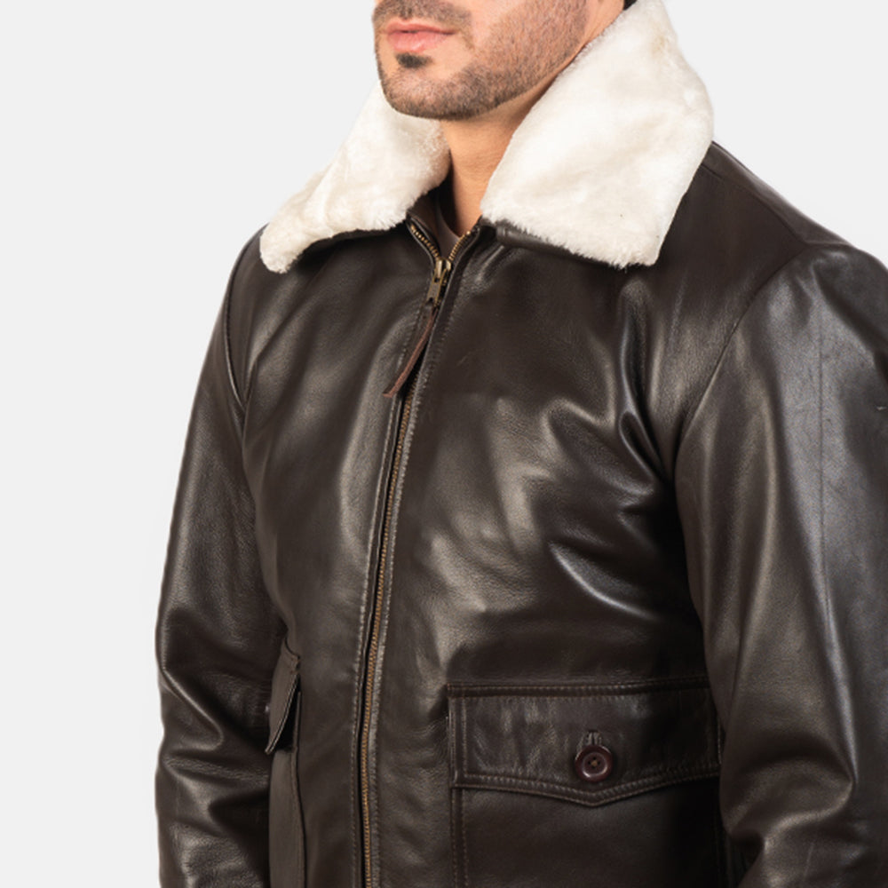 Airin G-1 Black Leather Bomber Jacket